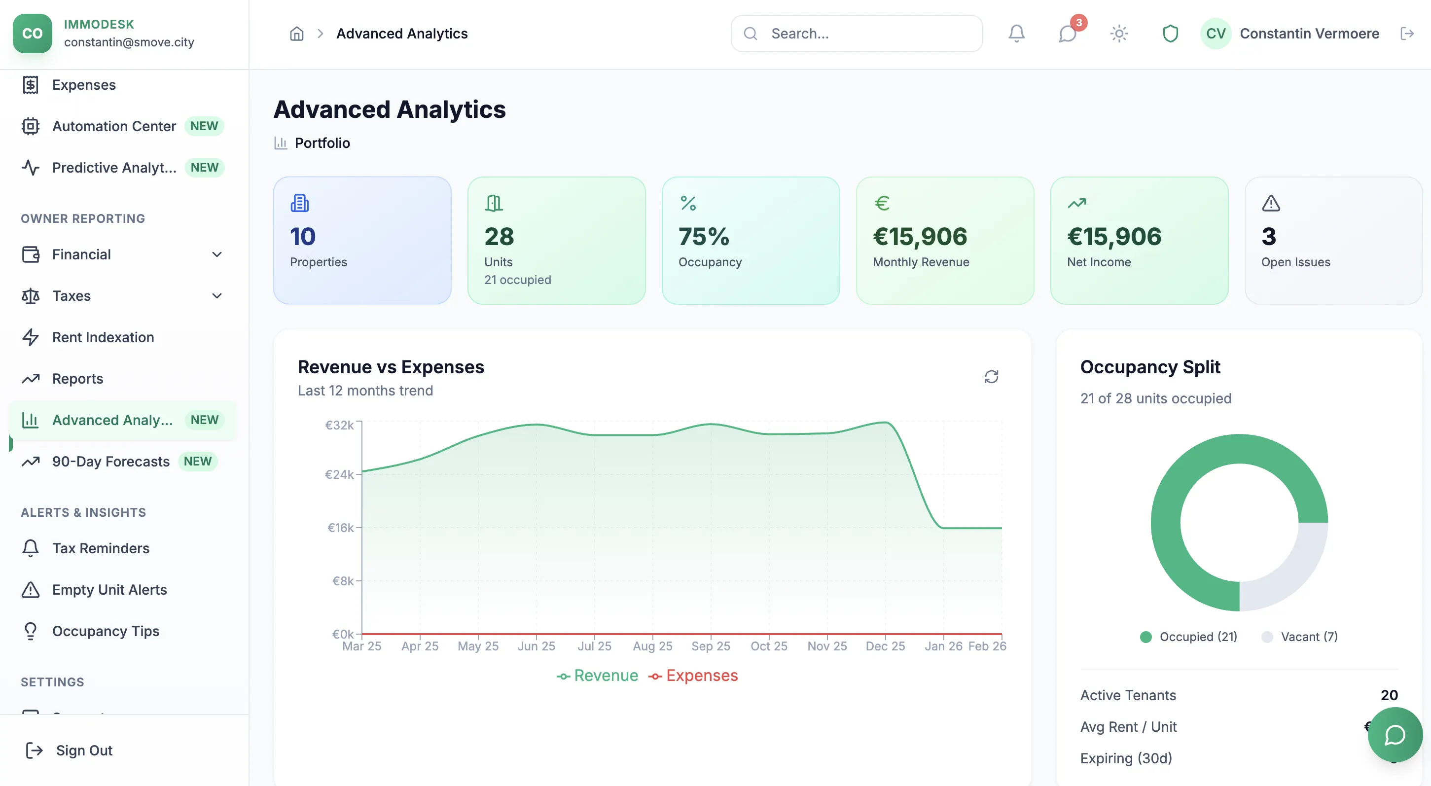 IMMODESK dashboard preview